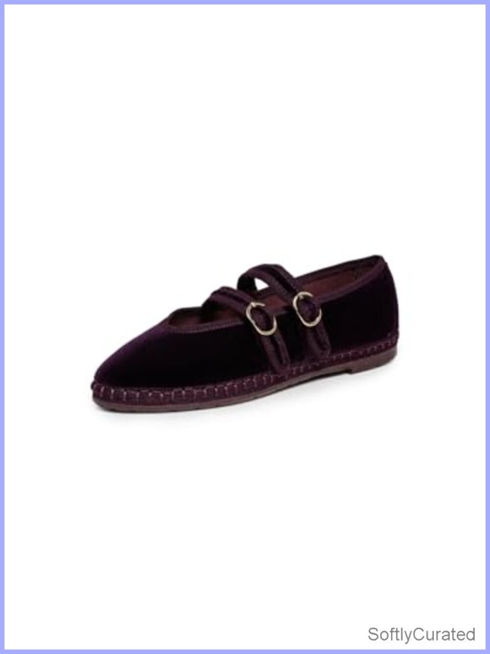 Velvet Mary Jane Flats with Adjustable Buckles & Cushioned Footbed